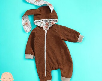 Baby Romper - Bunny Baby Romper - Newborn Bunny Romper - Hooded Bunny Romper - Newborn Easter Romper - Easter Baby Romper - Cotton Romper