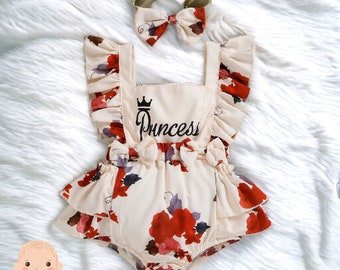 Robe d'été pour bébé Robe fleurie pour bébé Body d'été pour bébé Robe de princesse pour bébé Robe pour nouveau-né Robe à fleurs imprimées Vêtements pour nouveau-né Cadeau d'été