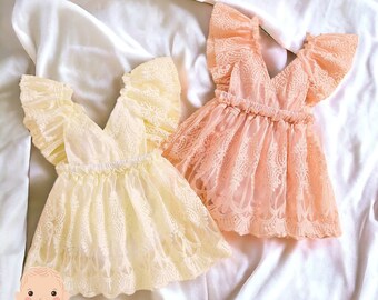 Princess baby girl romper, Baby Girl Clothes, Baby Girl Dress, Ruffles fly sleeve jumpsuit, Mesh tulle jumpsuit, Romper dress for baby girl