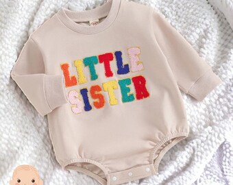 Embroidered Little Sister Romper, Little Sister Bodysuit, Newborn Romper, Newborn Bodysuit, Little Sister Clothes, Summer Baby Clothes Gift