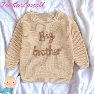 Pull en tricot Big Brother Pull Big Brother Vêtements Big Brother Cadeau Big Brother Pull brodé Cadeau vêtements Big Brother Khaki