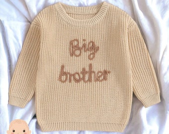 Big Brother Knitted Sweater - Big Brother Sweater - Big Brother Clothes - Big Brother Gift - Embroidered Sweater - Big Brother Clothes Gift