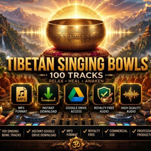 Paquete de 100 pistas de música para meditación, audio relajante para yoga, ambiente sonoro de spa, MP3 para mindfulness, sanación sonora para uso comercial.