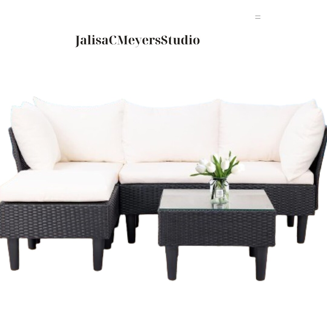 Fivepiece Outdoor Rattan Chair and Wicker Conversation Set Etsy New