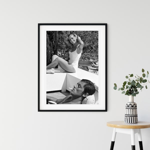 Photo Affiche de Romy Schneider et Alain Delon dans le film "La Piscine" en 1968 - tirage sur papier photo lustré 260g/m2