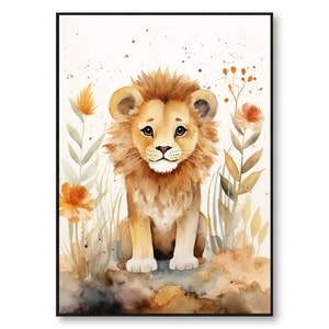 Photo Affiche un lion style peinture à l'eau tirage sur papier photo lustré 260g/m2 image 5