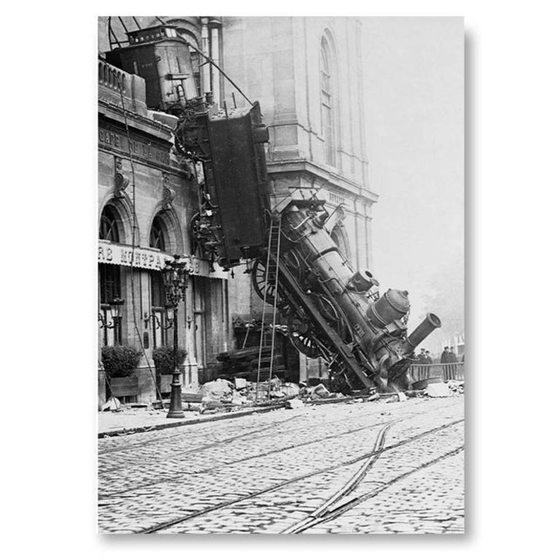 Photo Affiche de l'accident de la Gare Montparnasse en 1895 tirage sur papier photo lustré 260g/m2 Non