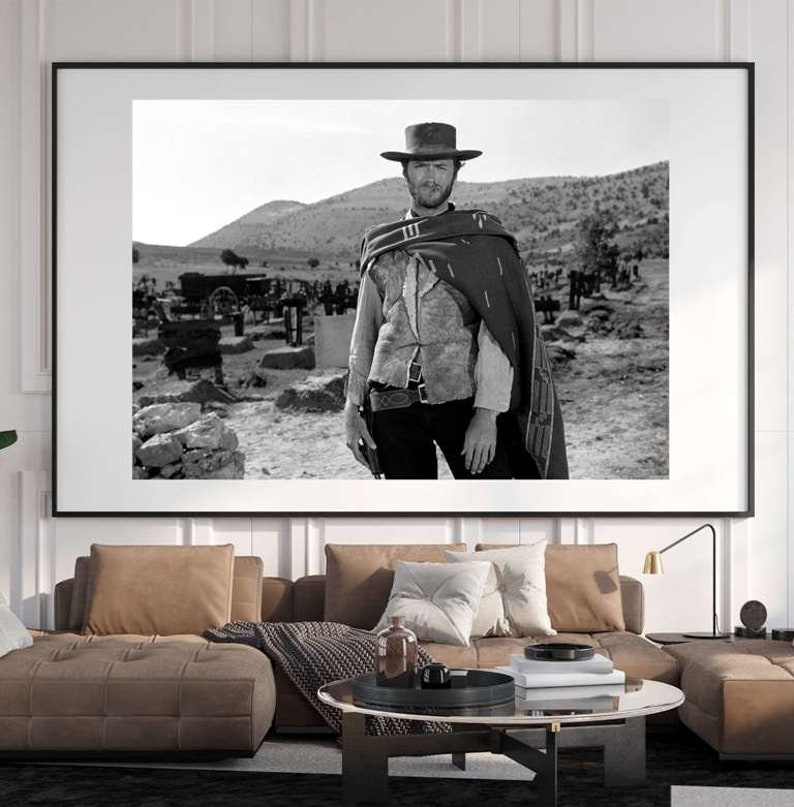 Photo Affiche noir et blanc de Clint Eastwood dans le film Le Bon, la Brute et le Truand tirage sur papier photo lustré 260g/m2 zdjęcie 1