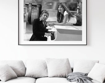 Photo Affiche de Serge Gainsbourg et Jane Birkin au piano - tirage sur papier photo lustré 260g/m2