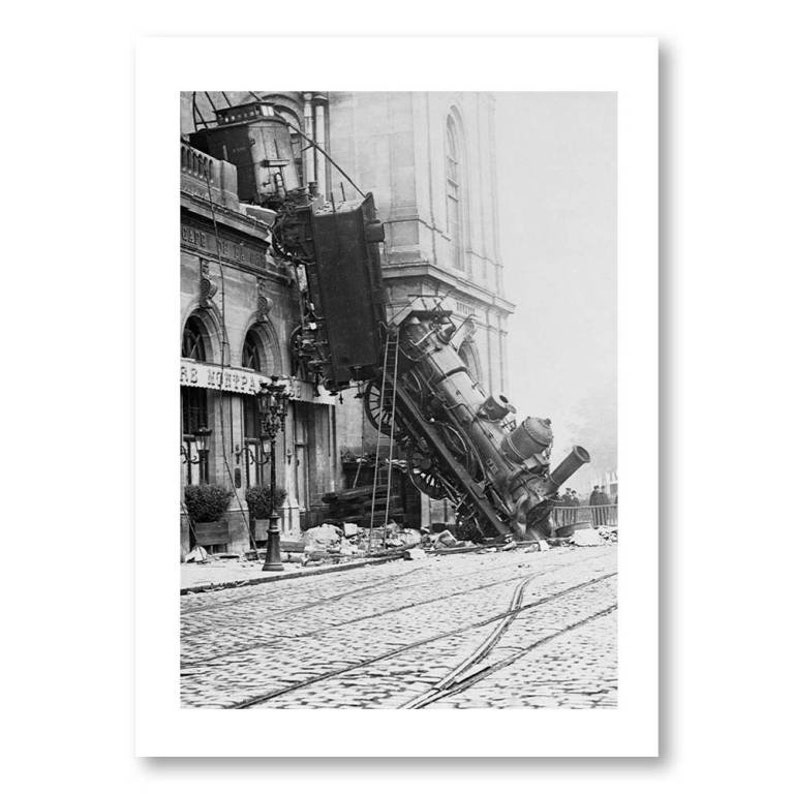 Photo Affiche de l'accident de la Gare Montparnasse en 1895 tirage sur papier photo lustré 260g/m2 Oui