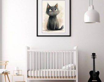 Photo Affiche un adorable petit chat gris - tirage sur papier photo lustré 260g/m2