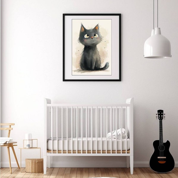 Photo Affiche un adorable petit chat gris - tirage sur papier photo lustré 260g/m2