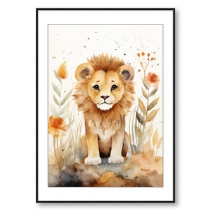 Photo Affiche un lion style peinture à l'eau tirage sur papier photo lustré 260g/m2 image 4