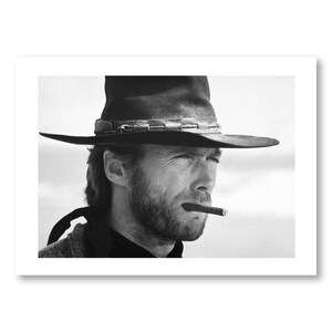 Photo Affiche noir et blanc de Clint Eastwood tirage sur papier photo lustré 260g/m2 Oui