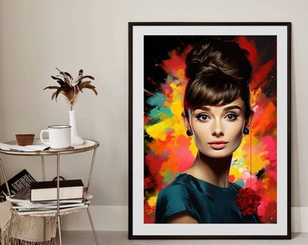 Affiche d'Audrey Hepburn Pop Art - tirage sur papier photo lustré 260g/m2