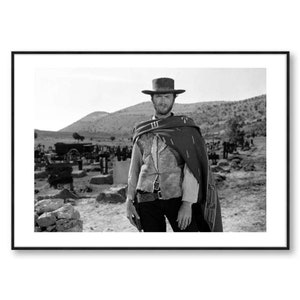 Photo Affiche noir et blanc de Clint Eastwood dans le film Le Bon, la Brute et le Truand tirage sur papier photo lustré 260g/m2 image 4