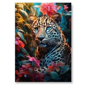 Photo Affiche d'un léopard dans la jungle tirage sur papier photo lustré 260g/m2 Non
