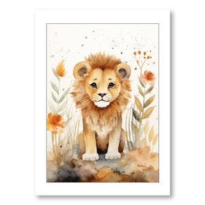 Photo Affiche un lion style peinture à l'eau tirage sur papier photo lustré 260g/m2 Oui