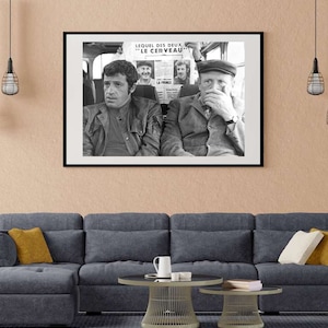 Photo Affiche de Jean Paul Belmondo et Bourvil dans le film Le Cerveau tirage sur papier photo lustré 260g/m2 image 1