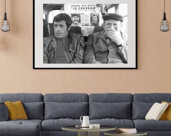 Photo Affiche de Jean Paul Belmondo et Bourvil dans le film "Le Cerveau" - tirage sur papier photo lustré 260g/m2