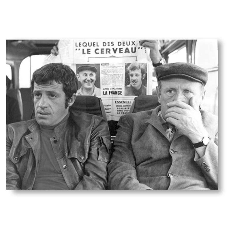 Photo Affiche de Jean Paul Belmondo et Bourvil dans le film Le Cerveau tirage sur papier photo lustré 260g/m2 Non