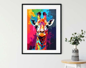 Photo Affiche d'une girafe style Pop Art - tirage sur papier photo lustré 260g/m2