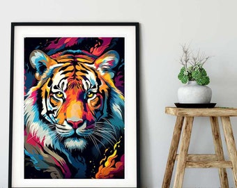 Photo Affiche d'un tigre style Pop Art - tirage sur papier photo lustré 260g/m2