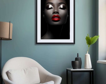 Photo Affiche de la femme au rouge à lèvres - tirage sur papier photo lustré 260g/m2