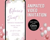Digital Sweet Sixteen Birthday Electronic Invitations, 16th Editable Invite, Text Message Evite, Custom Mobile Invitation, Digital Template