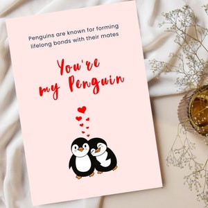 Eres mi tarjeta de San Valentín pingüino, tarjeta para ella, esposa San Valentín, tarjeta de marido