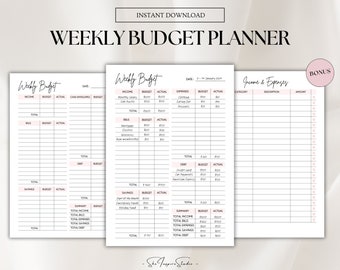 Weekly Budget, Weekly Budget Template, Weekly Budget PDF Printable, Weekly Budget Tracker, Weekly Budget Digital Cash Envelope