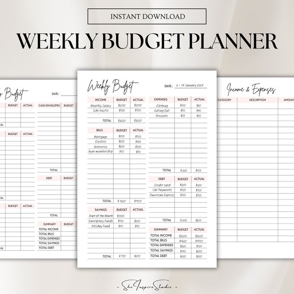 Weekly Budget, Weekly Budget Template, Weekly Budget PDF Printable, Weekly Budget Tracker, Weekly Budget Digital Cash Envelope