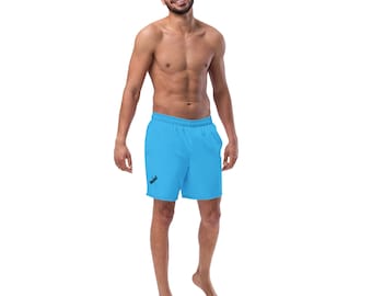 Light Blue Recycled Swim Trunks with dragonfly