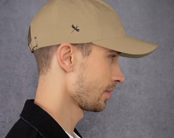 Pastel Dad hat with embroidered small dragonfly