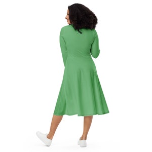 Light green long sleeve midi dress &quot;plus size available&quot;