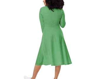 sachin and babi light blue dress Green Holiday Midi Dress: Plus Size Rayon Long Sleeve Pocket Dress