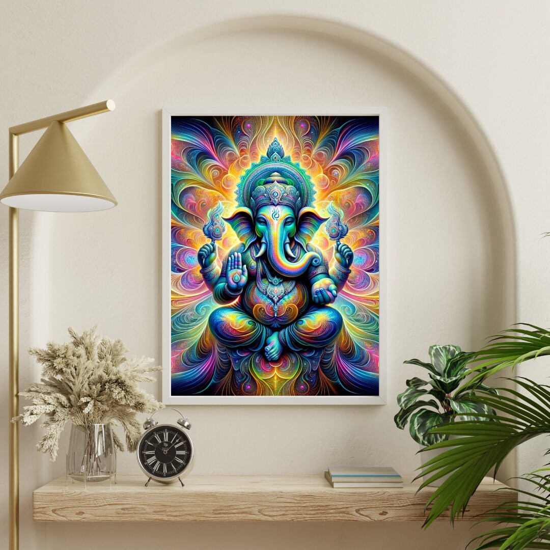Lord Ganesha Celestial Reverie Holo Art,psychedelic Hindu Art,ganesha ...