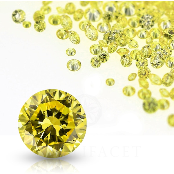 Natural Fancy Vivid Yellow Diamond, Round Brilliant cut, Natürliche lebhafte gelbe Diamanten, Kanariengelber, loose melee diamonds