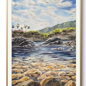 Pintura em aquarela original / Paisagem marítima / Paisagem oceânica / Originales Gemälde/ Aquarell / Aquarela / Imagem / Bild / Aquarelle