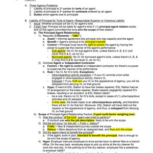 Law School Agency and Partnership Outline
