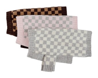 Cashmere Sweaters - Checkered Dog Sweater - 3 Color Options