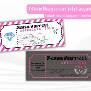 Nessa Barrett Souvenir Merch Konzertkarte Nachmittag | personalisiertes Ereigniss-Kartenandenken | Event bearbeitbarer Geschenkgutschein | Digitaldruck