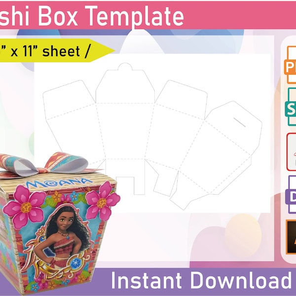 Sushi Box Template - box template - 8.5"x11" sheet, printable - PDF - Png - SVG - AI - Dxf