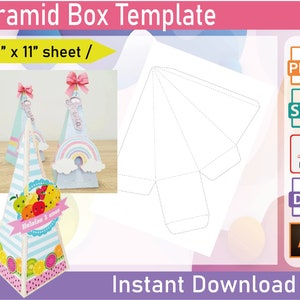 Pyramid Box Template - box template - 8.5"x11" sheet, printable - PDF - Png - SVG - AI - Dxf