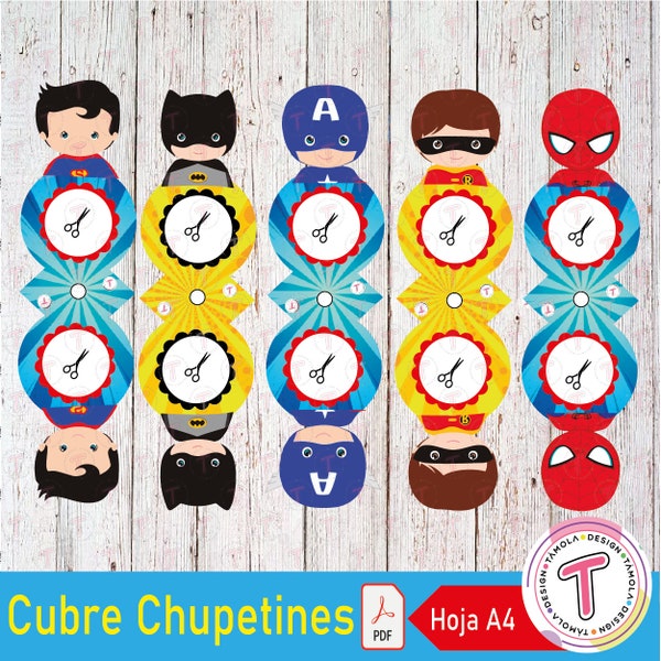 Super Boys - Fournitures de fête Lollipop Holder, Lollipop Holder, décoration d’anniversaire, autocollants imprimables, modèle de bonbons, Cadeau