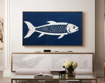 Moderne kunst voor Samsung Frame TV | "Nautische Indigo-dromen"