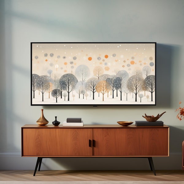 Modern Art for Samsung Frame TV | "Whimsical Winter Grove"