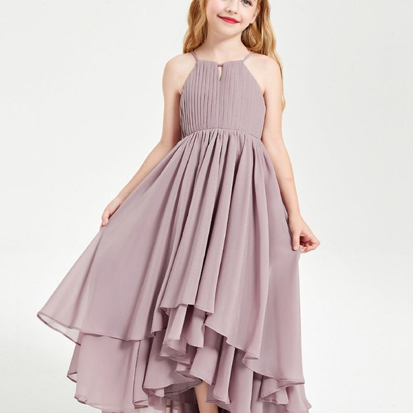 Robe de demoiselle d'honneur junior enfant en bas âge fille de fleur baptême baptême mariage communion princesse fête longueur de plancher robe de fille de fleur formelle