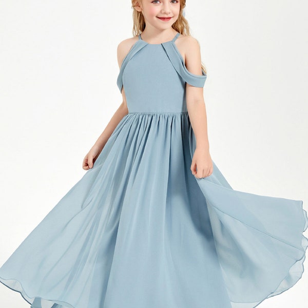 Dusty Blue Junior Bridesmaid Dress Toddler Flower Girl Baptism Christening Wedding Communion Princess Party Formal Flower Girl Dress