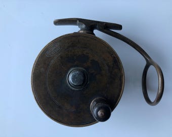Antike Malloch -Lachsangelrolle: Messing-Seitenrolle, Schottland C.1890